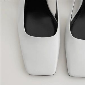 Zara Leather Slingback Heels White